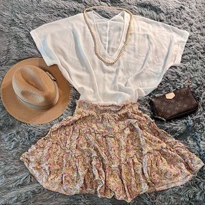 LUSH - cream/off-white dolman shirt cuffed sleeves (M)